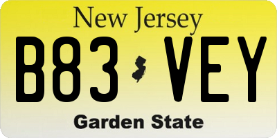 NJ license plate B83VEY