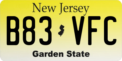 NJ license plate B83VFC