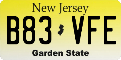 NJ license plate B83VFE
