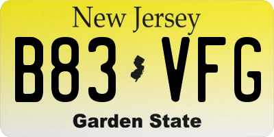 NJ license plate B83VFG