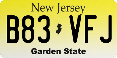 NJ license plate B83VFJ