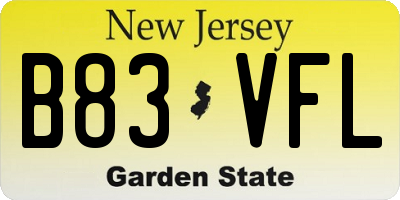 NJ license plate B83VFL