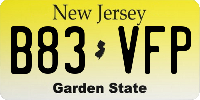 NJ license plate B83VFP