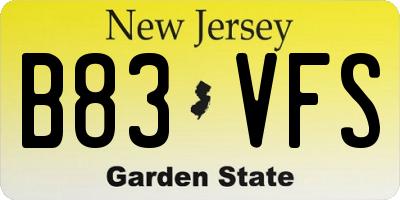 NJ license plate B83VFS