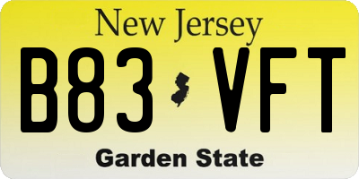 NJ license plate B83VFT