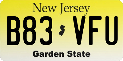 NJ license plate B83VFU