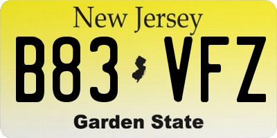 NJ license plate B83VFZ