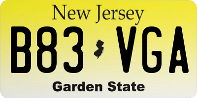 NJ license plate B83VGA