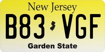 NJ license plate B83VGF