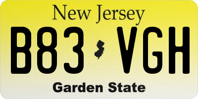 NJ license plate B83VGH