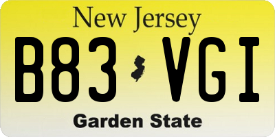 NJ license plate B83VGI