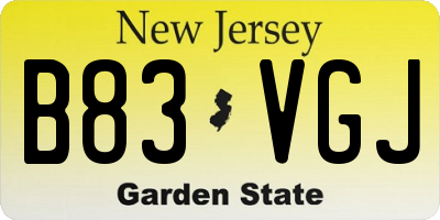 NJ license plate B83VGJ