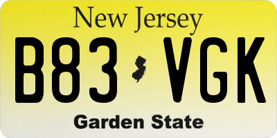 NJ license plate B83VGK