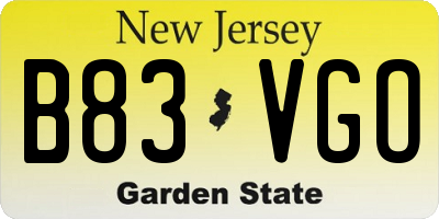 NJ license plate B83VGO
