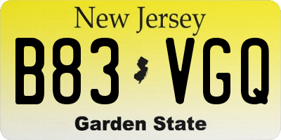 NJ license plate B83VGQ