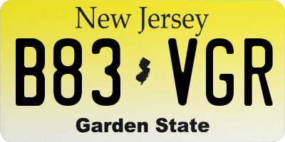 NJ license plate B83VGR
