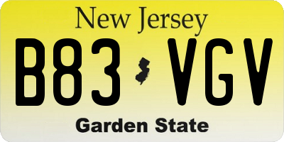 NJ license plate B83VGV