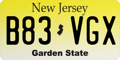 NJ license plate B83VGX