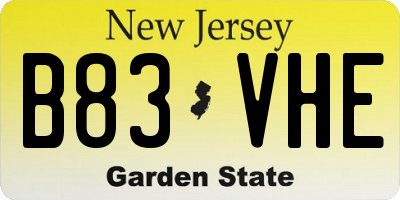 NJ license plate B83VHE