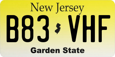 NJ license plate B83VHF