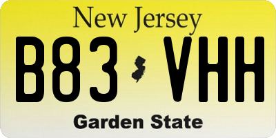 NJ license plate B83VHH