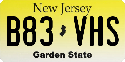 NJ license plate B83VHS