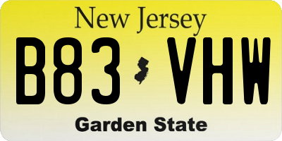 NJ license plate B83VHW