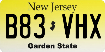 NJ license plate B83VHX