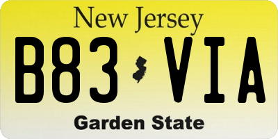 NJ license plate B83VIA