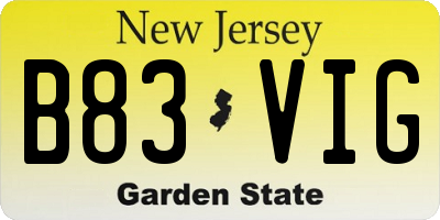 NJ license plate B83VIG