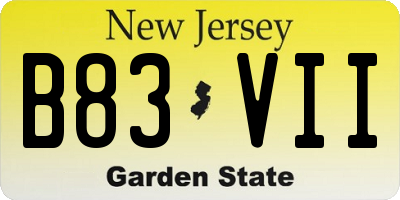 NJ license plate B83VII