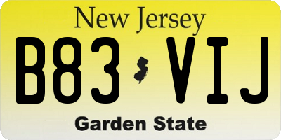 NJ license plate B83VIJ