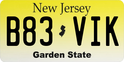 NJ license plate B83VIK