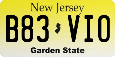 NJ license plate B83VIO