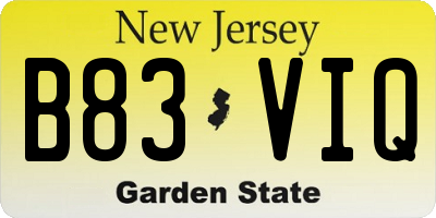 NJ license plate B83VIQ