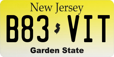 NJ license plate B83VIT