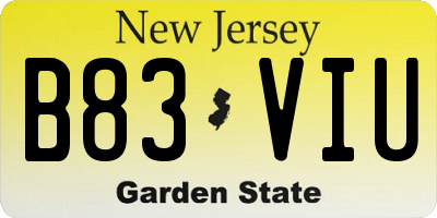 NJ license plate B83VIU