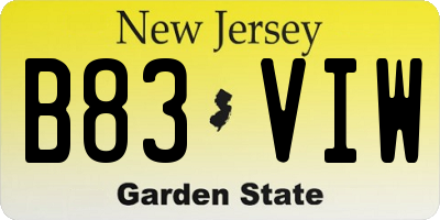 NJ license plate B83VIW
