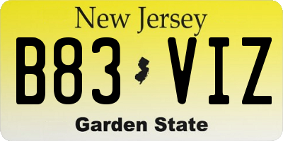 NJ license plate B83VIZ