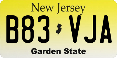 NJ license plate B83VJA