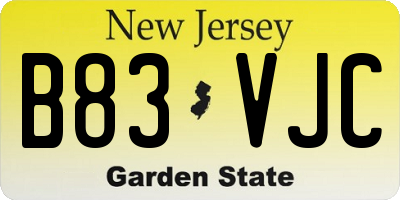 NJ license plate B83VJC