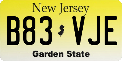 NJ license plate B83VJE