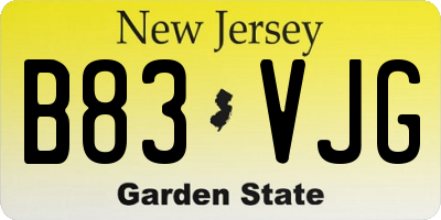 NJ license plate B83VJG