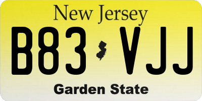 NJ license plate B83VJJ