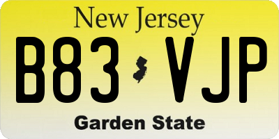 NJ license plate B83VJP