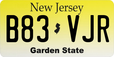 NJ license plate B83VJR