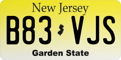 NJ license plate B83VJS