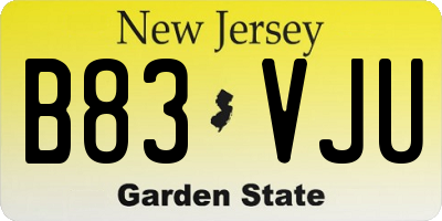 NJ license plate B83VJU