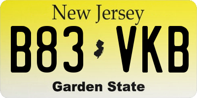 NJ license plate B83VKB