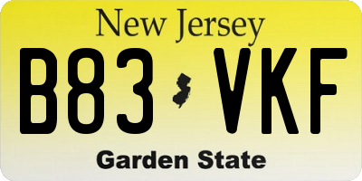 NJ license plate B83VKF